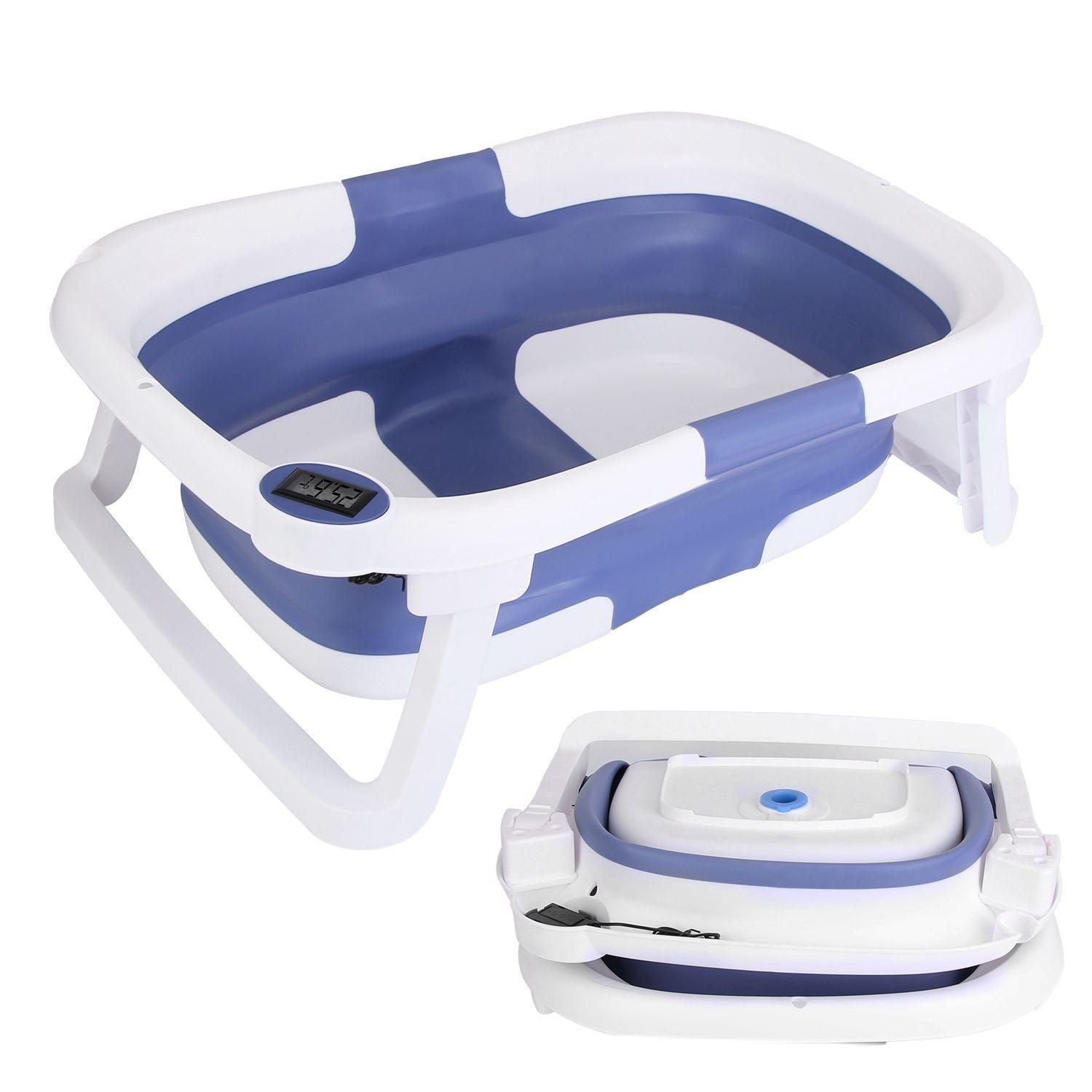 Baby Bath Tub with Thermometer Collapsible Travel-Friendly 0-24Months Baby Bathtub - Clothes For Her Online Store