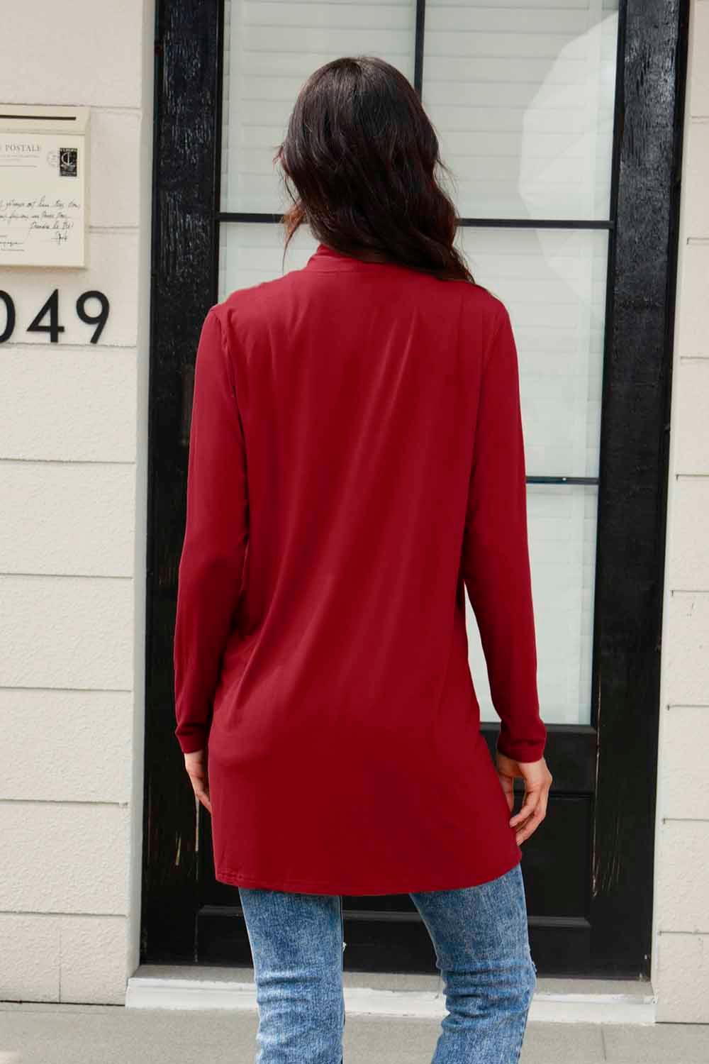 Basic Bae Full Size Open Front Long Sleeve Cardigan with Pockets - Clothes For Her Online Store