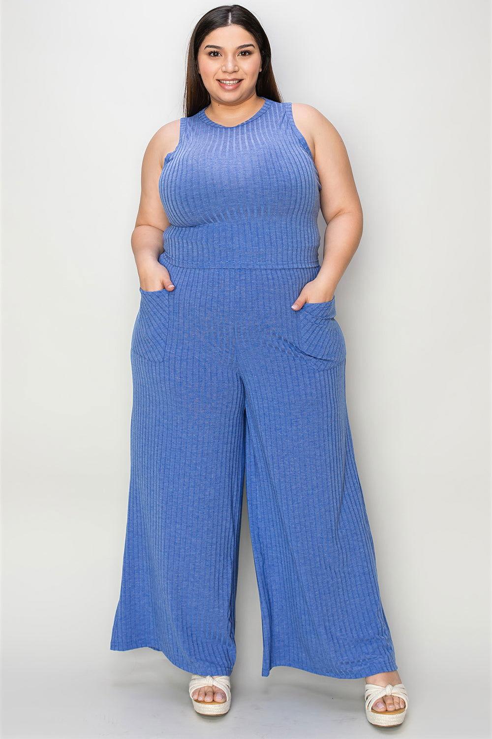 Basic Bae Full Size Ribbed Tank and Wide Leg Pants Set - Clothes For Her Online Store