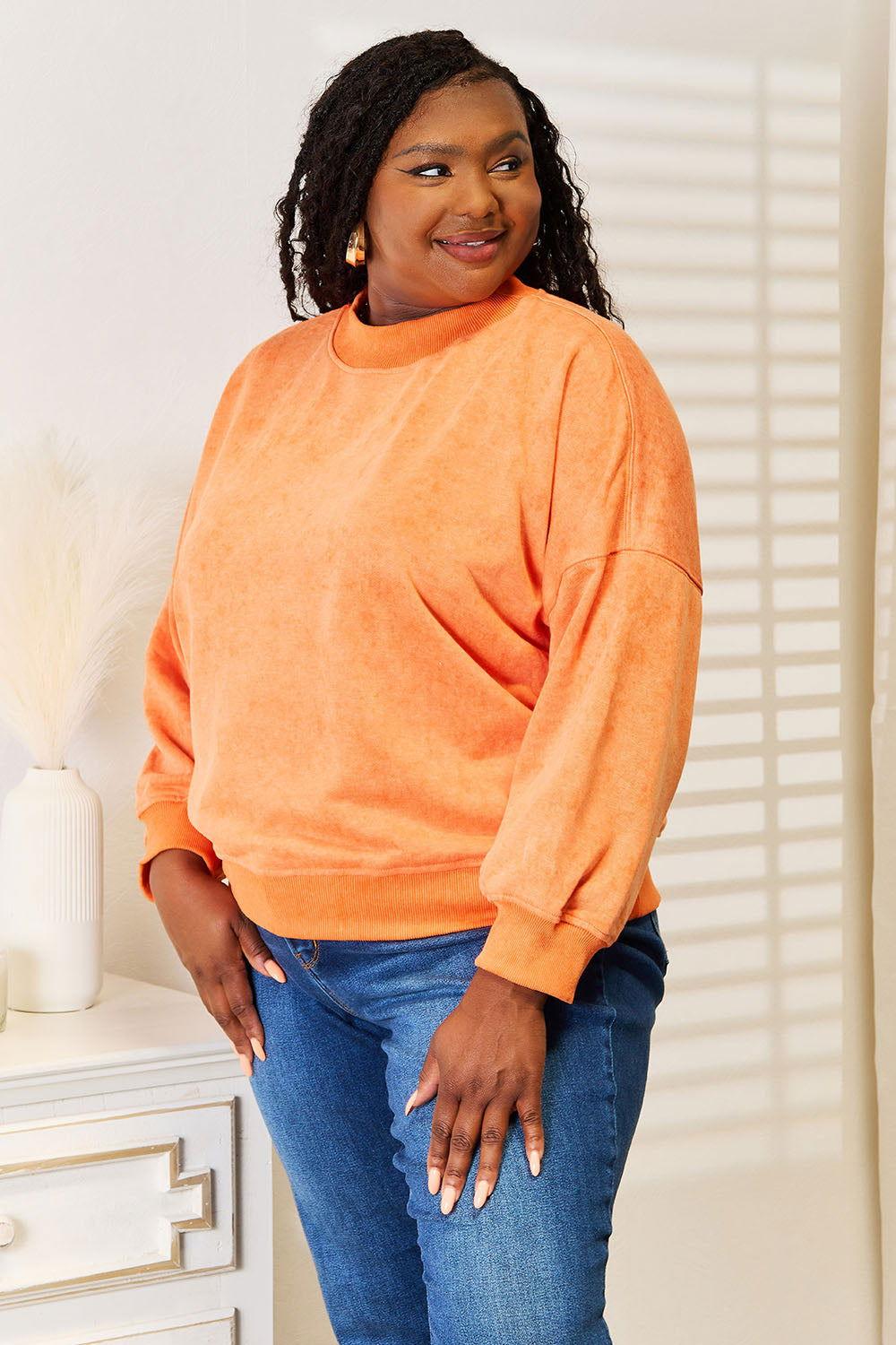 Basic Bae Round Neck Dropped Shoulder Sweatshirt - Clothes For Her Online Store