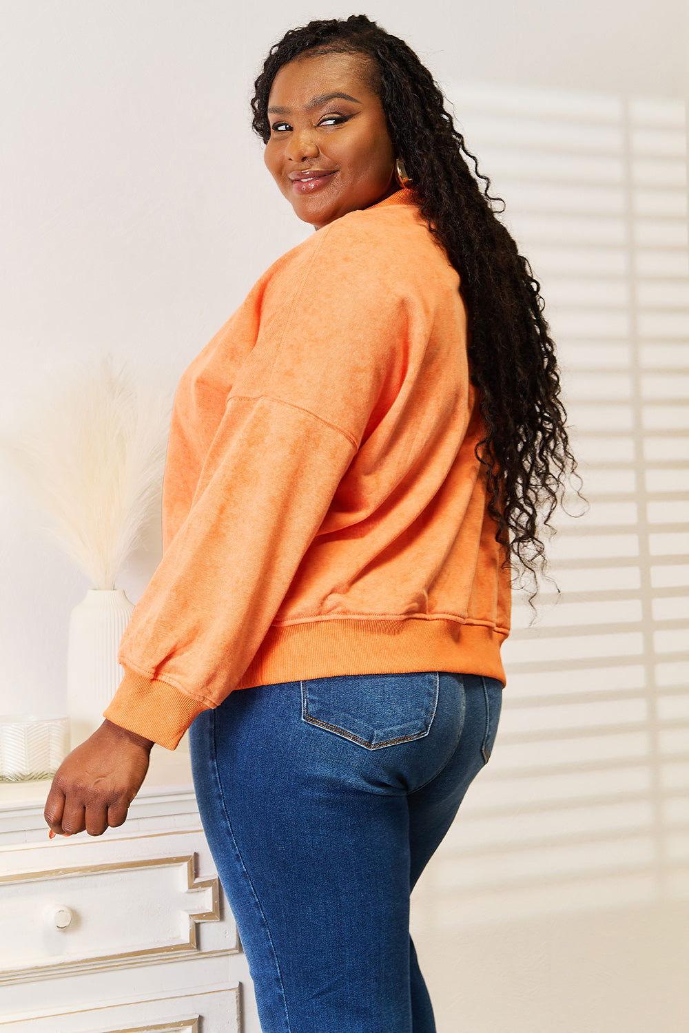 Basic Bae Round Neck Dropped Shoulder Sweatshirt - Clothes For Her Online Store