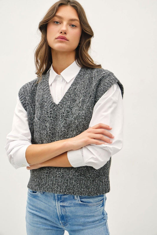 Be Cool Cable Knit V-Neck Sweater Vest - Clothes For Her Online Store