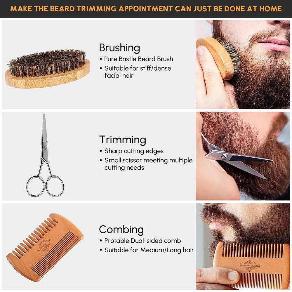 Beard Grooming Kit Beard Oil Beard Wash Soap Beard Blam Beard Comb - Clothes For Her Online Store