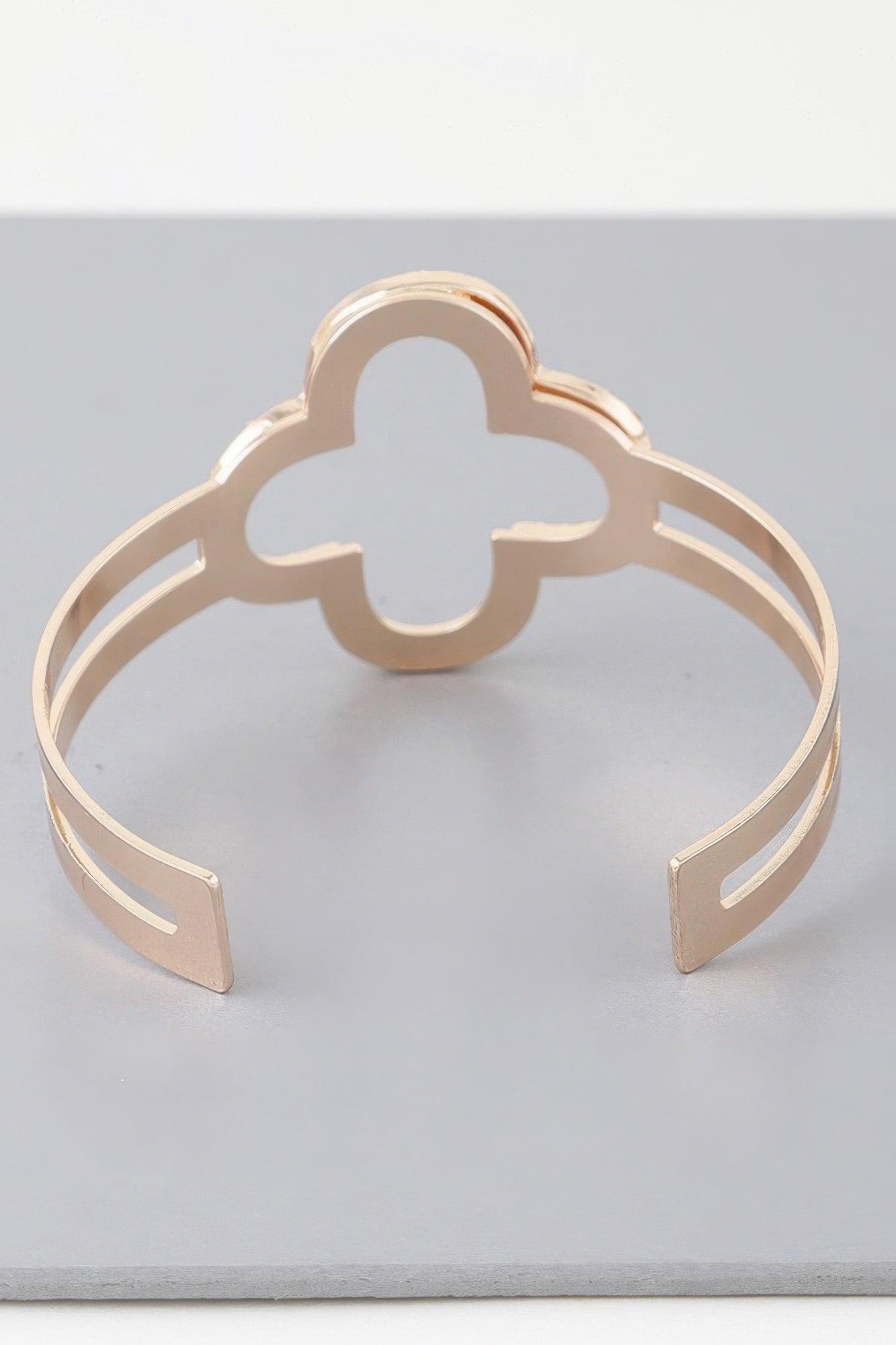 Bejeweled Clover Double Cuff Bracelet - Clothes For Her Online Store