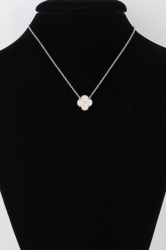 Bejeweled Clover Pendant Necklace - Clothes For Her Online Store