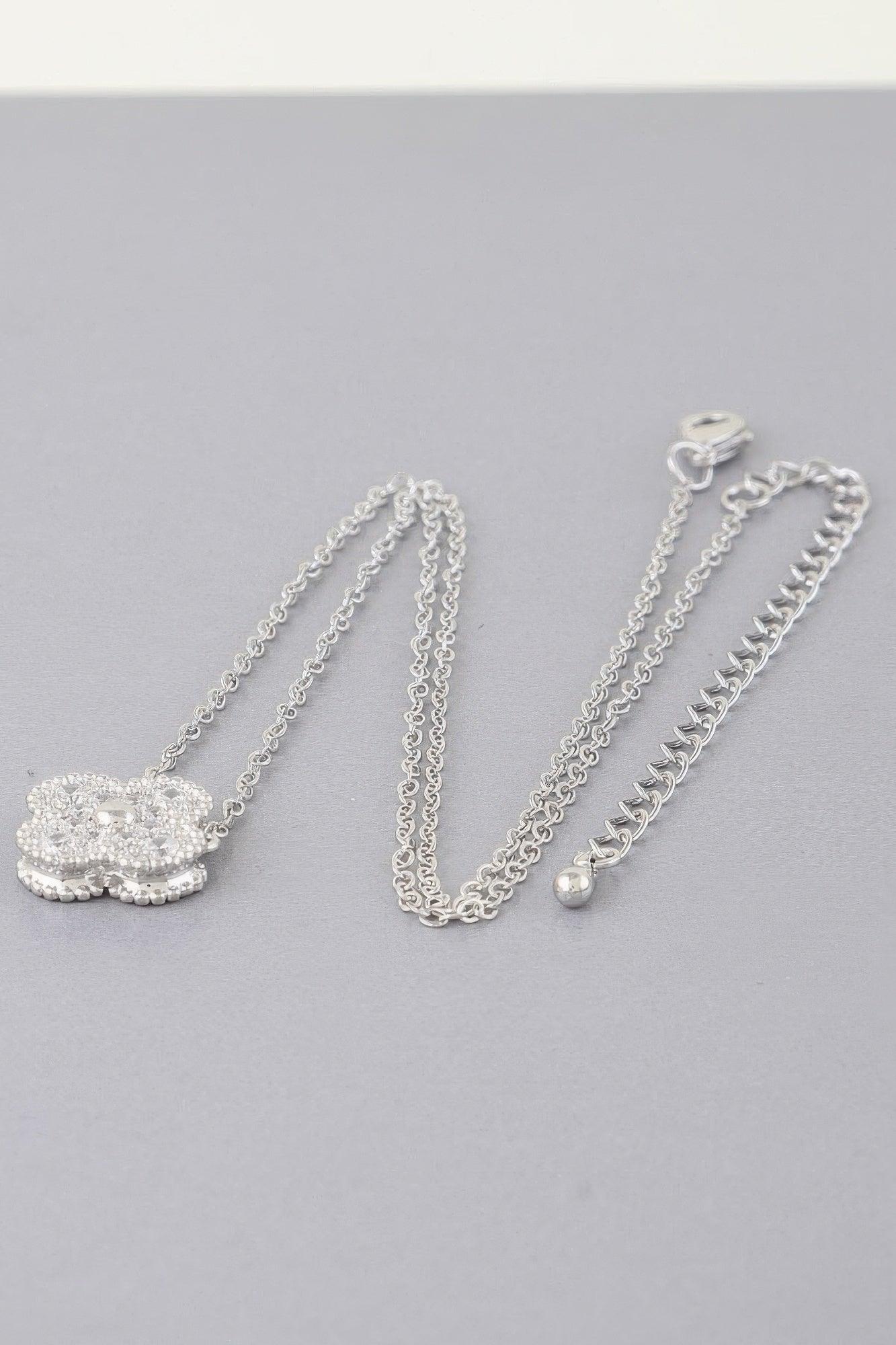 Bejeweled Clover Pendant Necklace - Clothes For Her Online Store