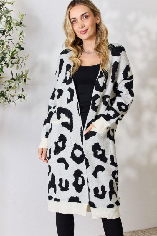 BiBi Leopard Open Front Cardigan - Clothes For Her Online Store