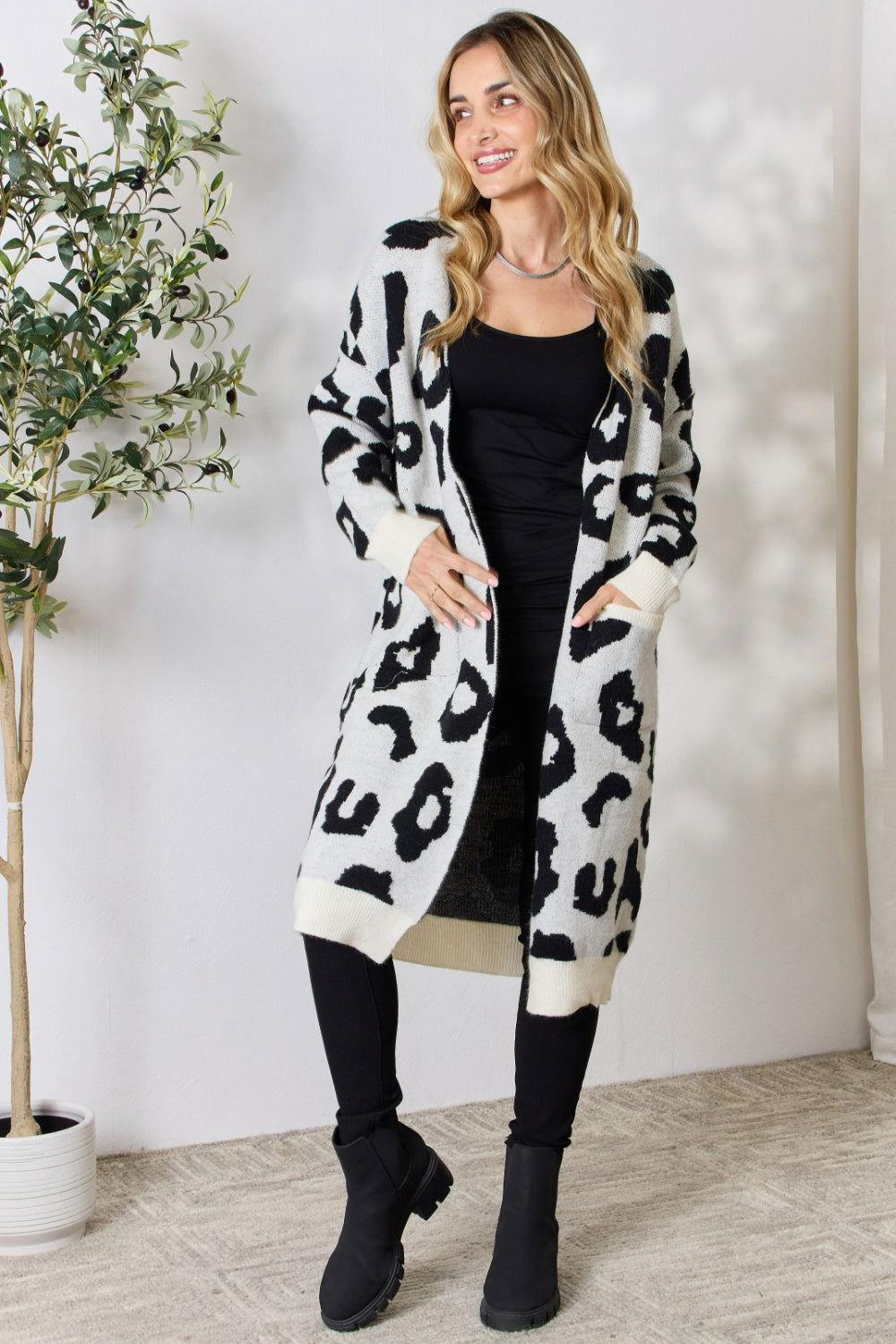 BiBi Leopard Open Front Cardigan - Clothes For Her Online Store