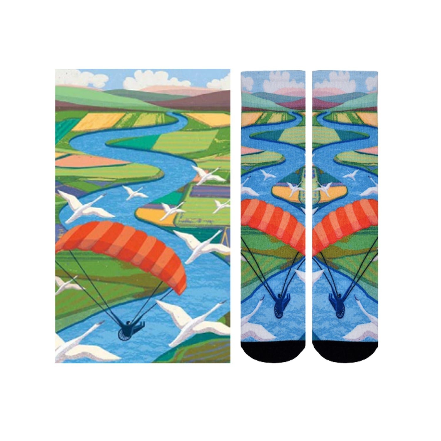 Sierra Socks Birds' Eye View Pattern CoolMax Socks, Nature Collection