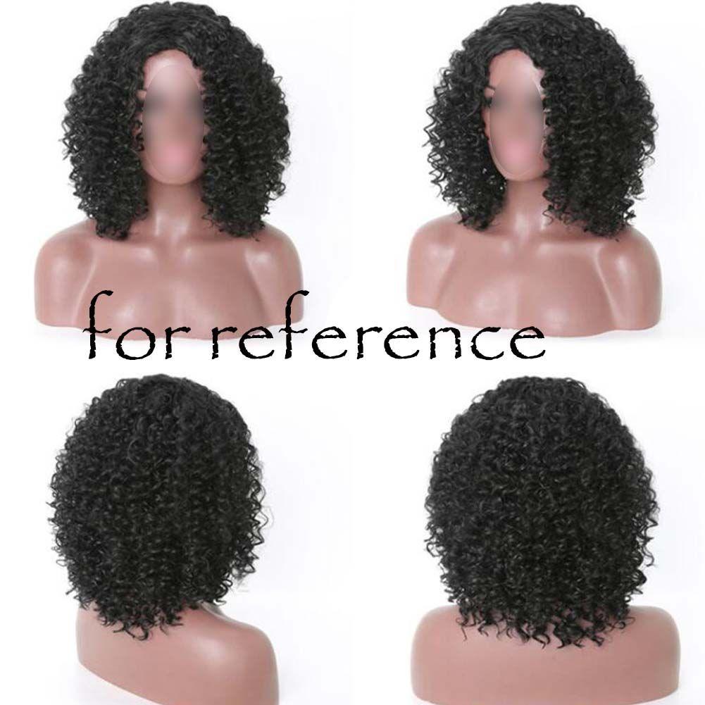 Black Afro Hair Wig Short Curly with Bangs Fluffy Wigs Synthetic Hair Full Wig,16 inch - Clothes For Her Online Store