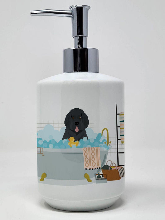 Black Newfoundland Ceramic Soap Dispenser Hand Soap Dispenser Pump Bottles for Bathroom Kitchen, Empty Refillable Liquid Soap Container