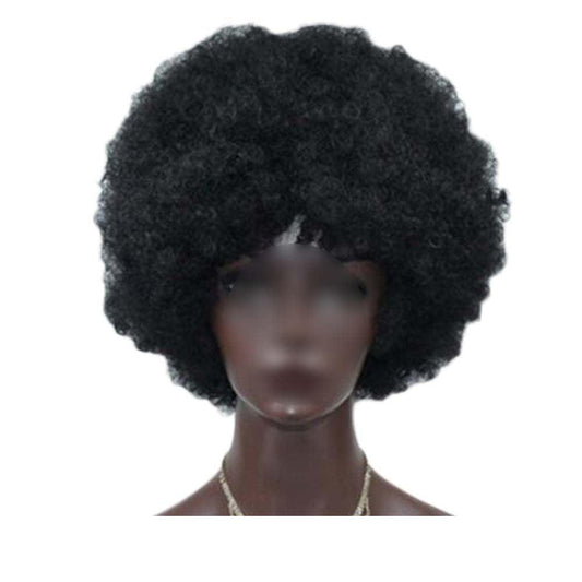 Black Short Afro Curly Hair Wigs Women Large Fluffy Synthetic Hair Short Full Wig for Party and Daily - Clothes For Her Online Store