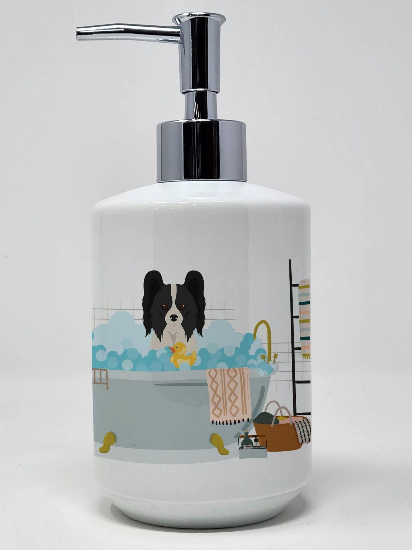 Black and White Papillon Ceramic Soap Dispenser Hand Soap Dispenser Pump Bottles for Bathroom Kitchen, Empty Refillable Liquid Soap Container - Clothes For Her Online Store