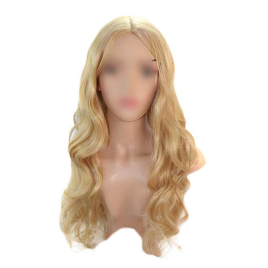 Blonde Women's Hair Wig Middle Part Bangs Big Waves Long Curly Hair Full Wig,28 inch - Clothes For Her Online Store