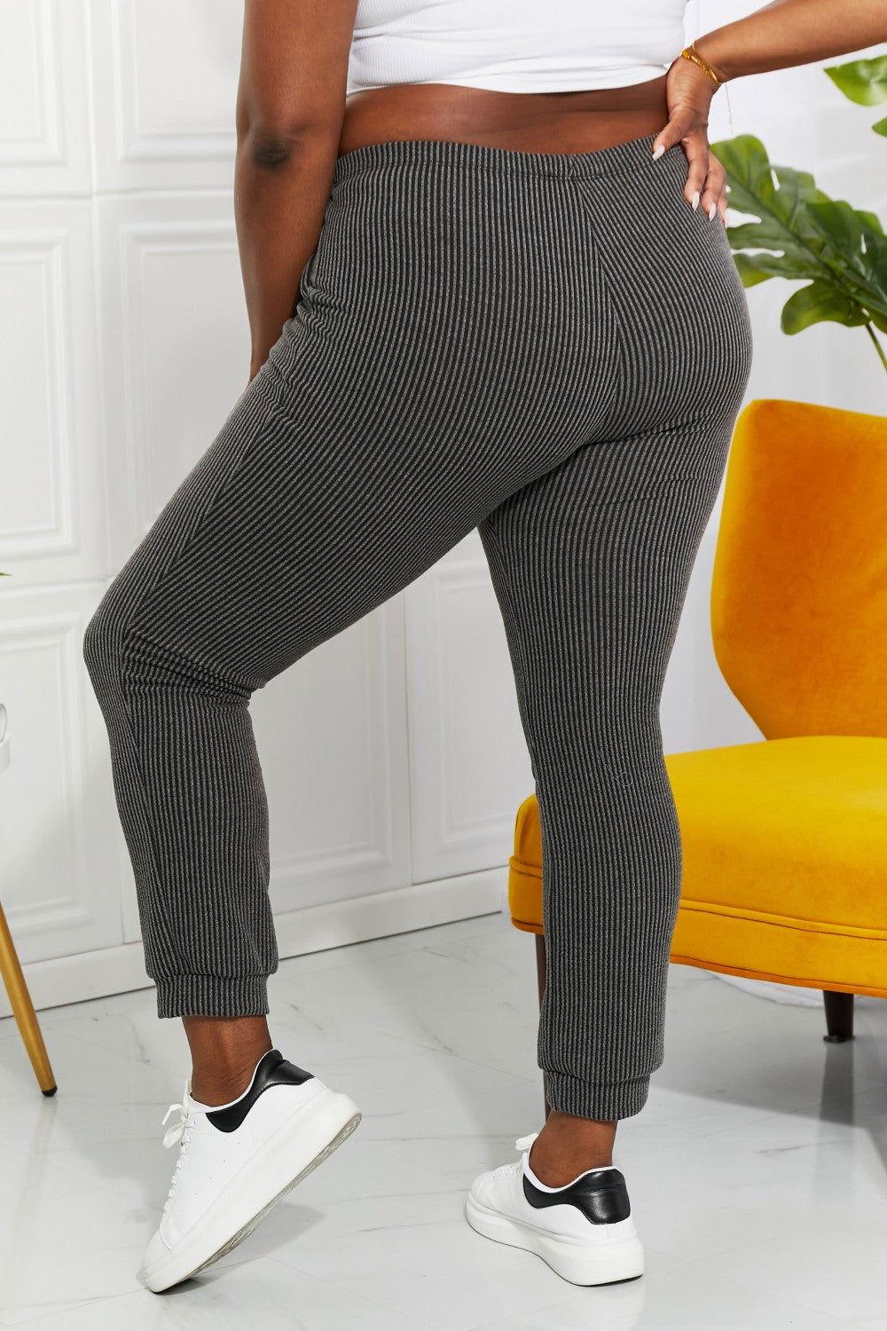 Blumin Apparel Full Size Easy Living Ribbed Joggers - Clothes For Her Online Store