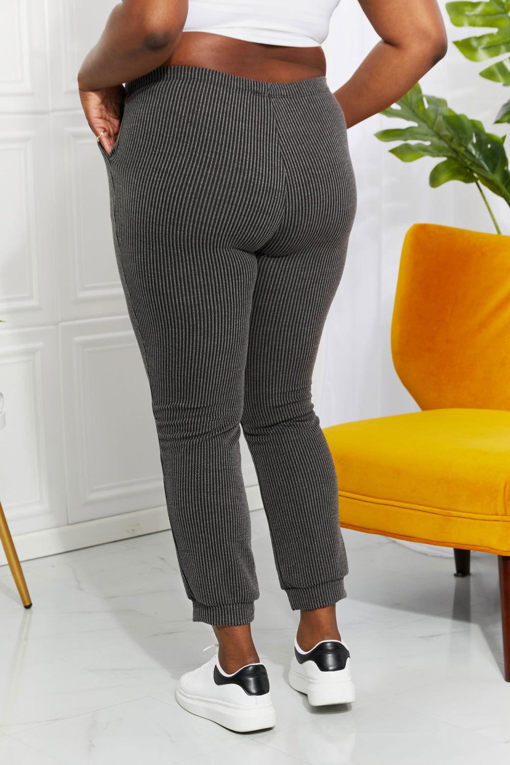 Blumin Apparel Full Size Easy Living Ribbed Joggers - Clothes For Her Online Store