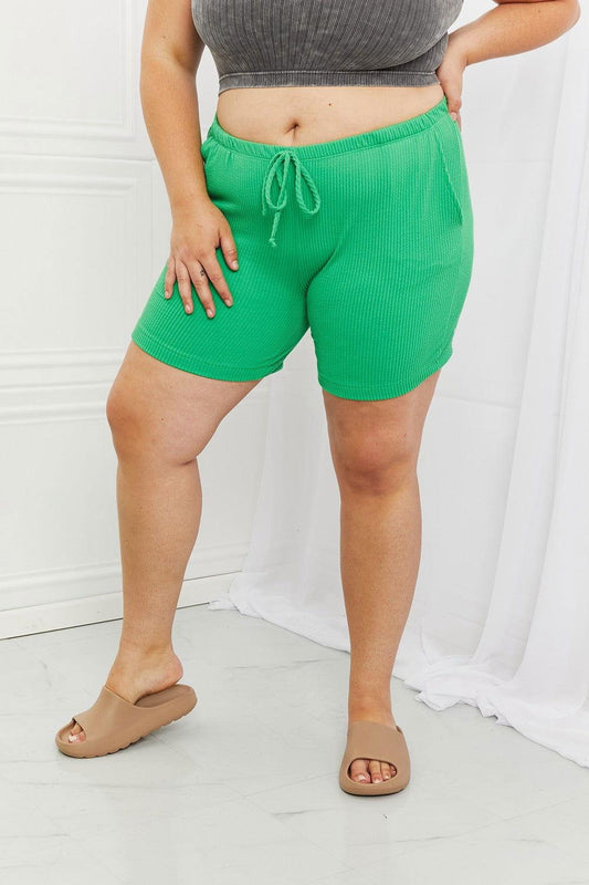 Blumin Apparel Too Good Full Size Ribbed Shorts in Green - Clothes For Her Online Store