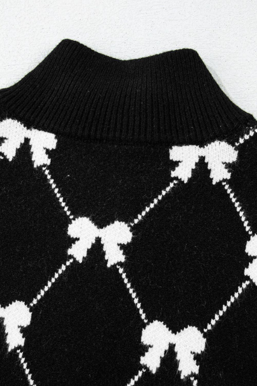 Bow Half Zip Sweater Vest - Clothes For Her Online Store