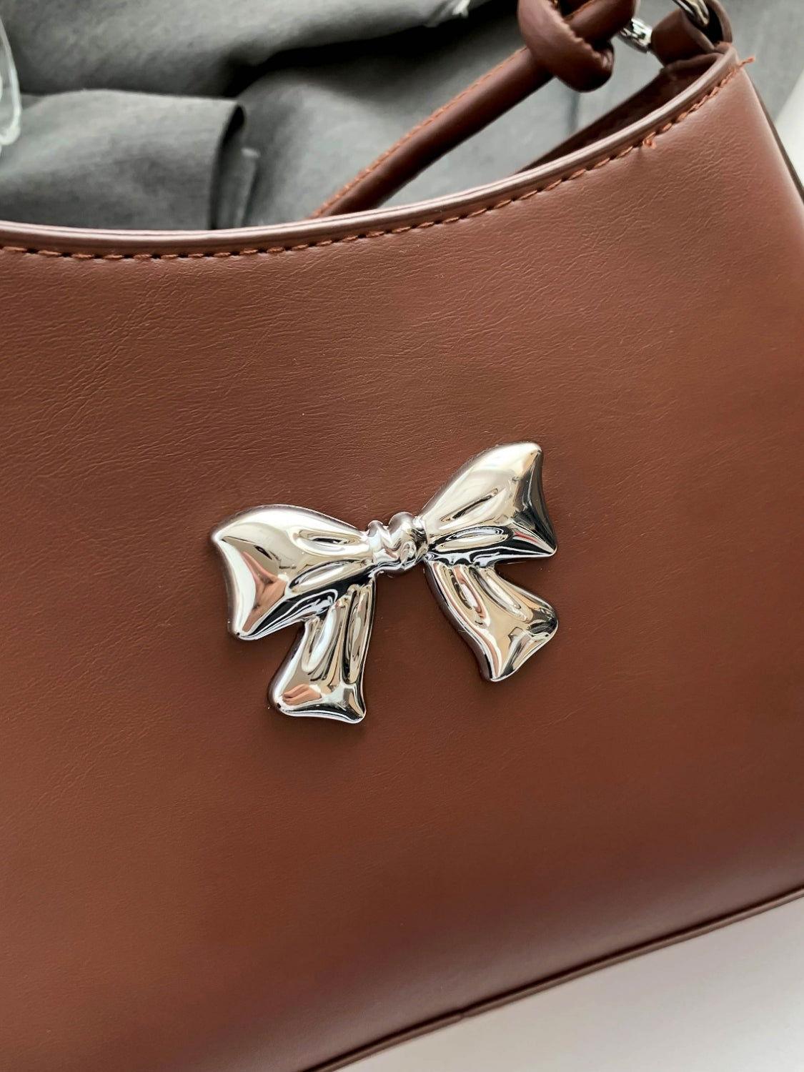 Bow PU Leather Knotted Strap Handbag - Clothes For Her Online Store