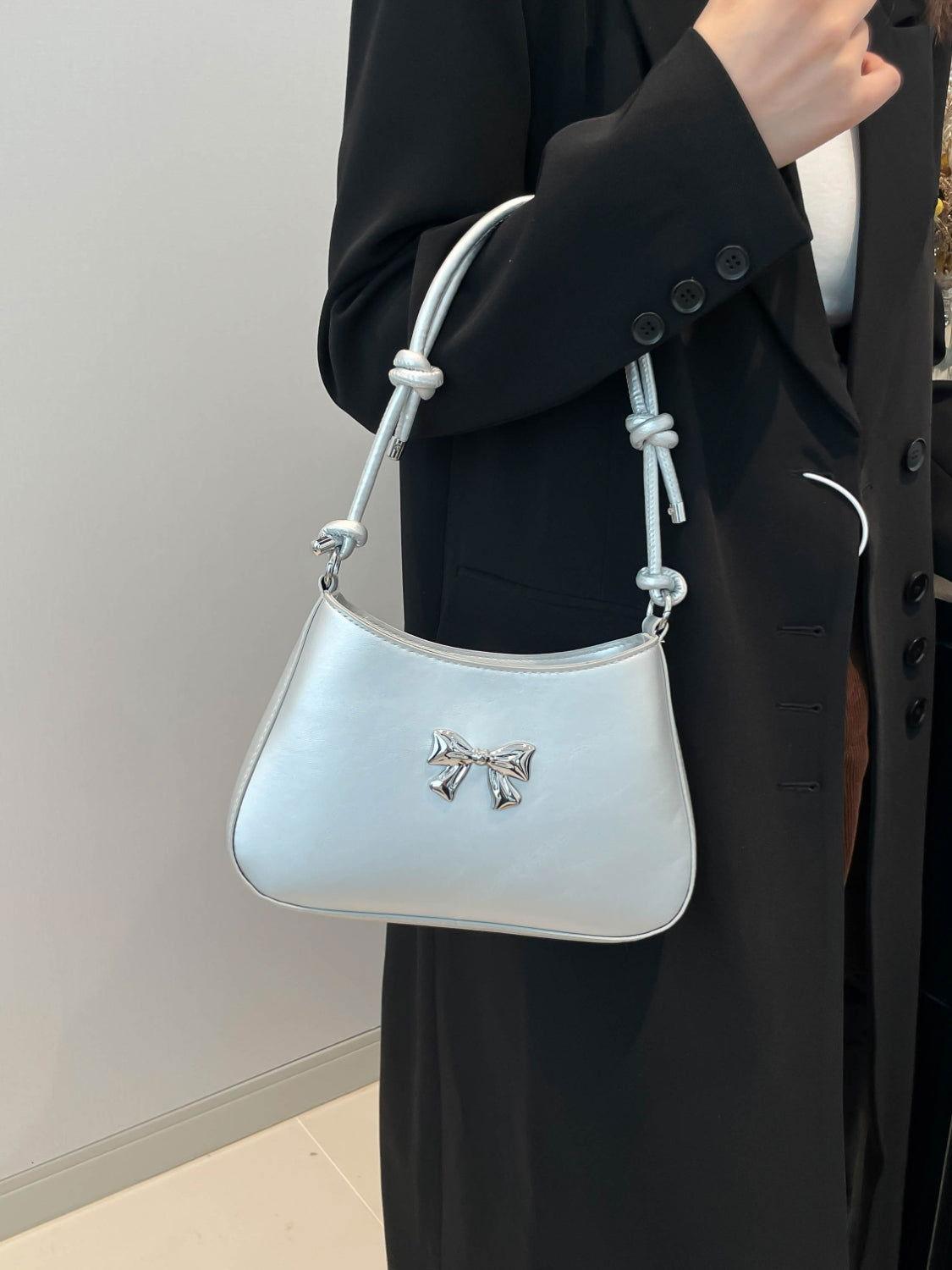 Bow PU Leather Knotted Strap Handbag - Clothes For Her Online Store