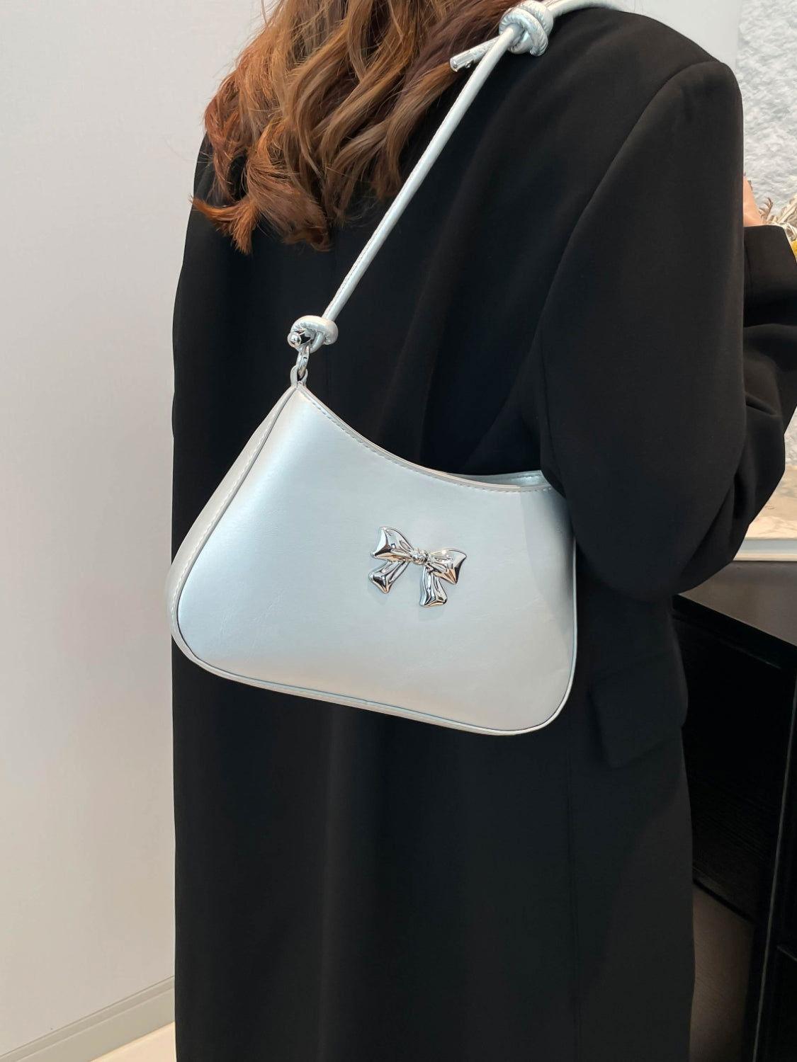 Bow PU Leather Knotted Strap Handbag - Clothes For Her Online Store