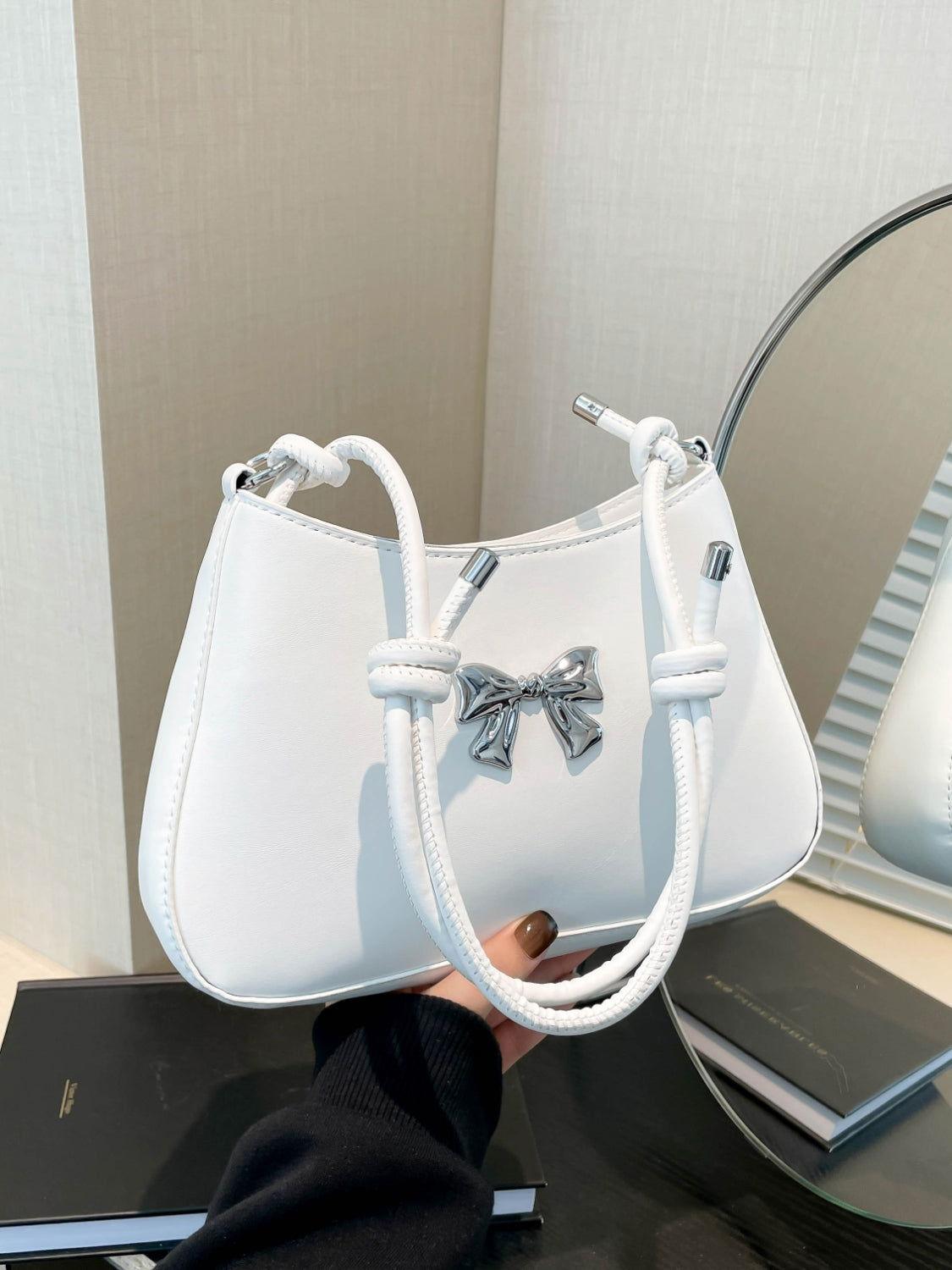 Bow PU Leather Knotted Strap Handbag - Clothes For Her Online Store