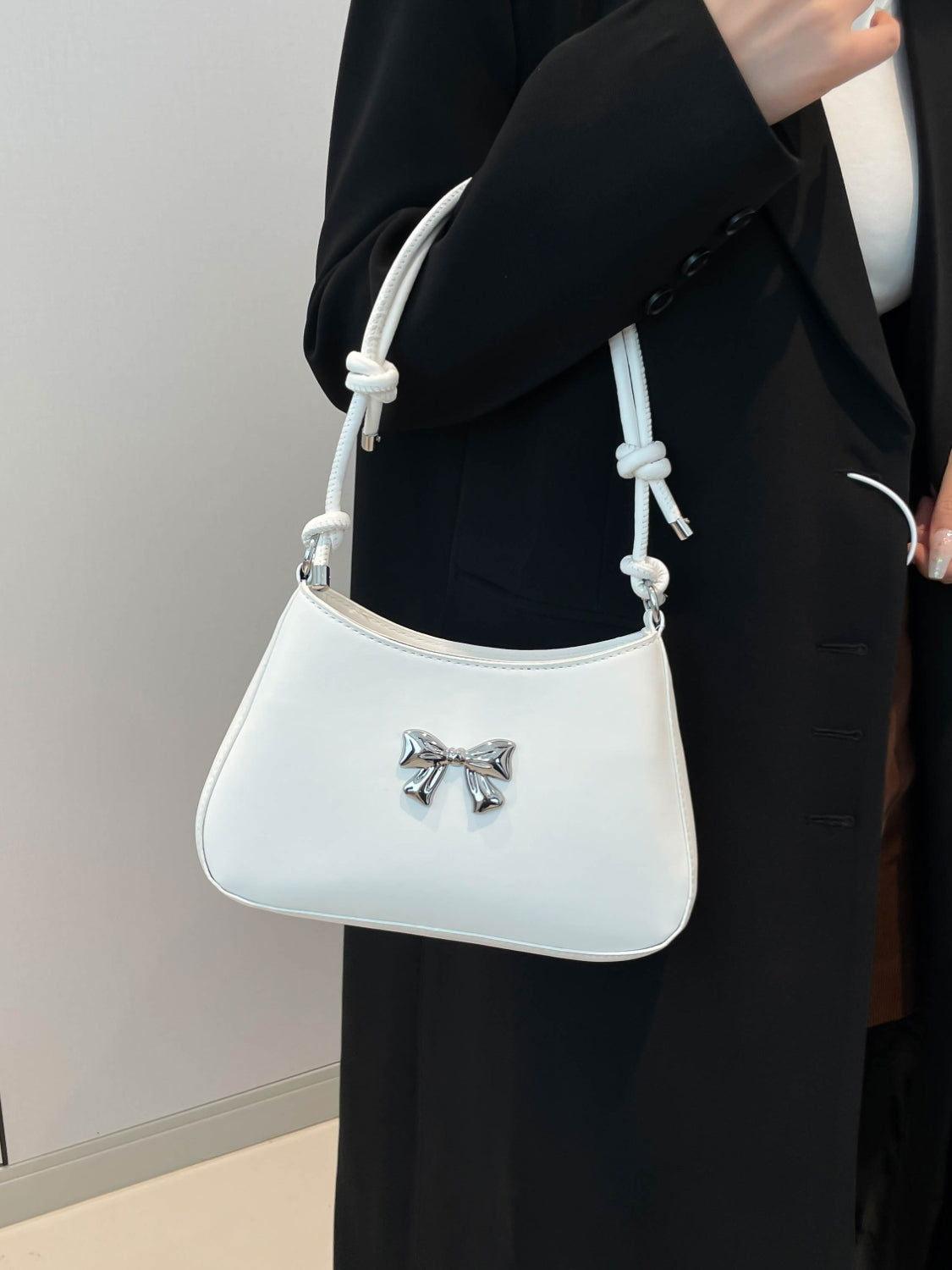 Bow PU Leather Knotted Strap Handbag - Clothes For Her Online Store