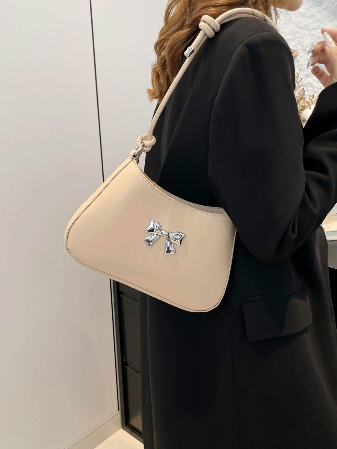 Bow PU Leather Knotted Strap Handbag - Clothes For Her Online Store
