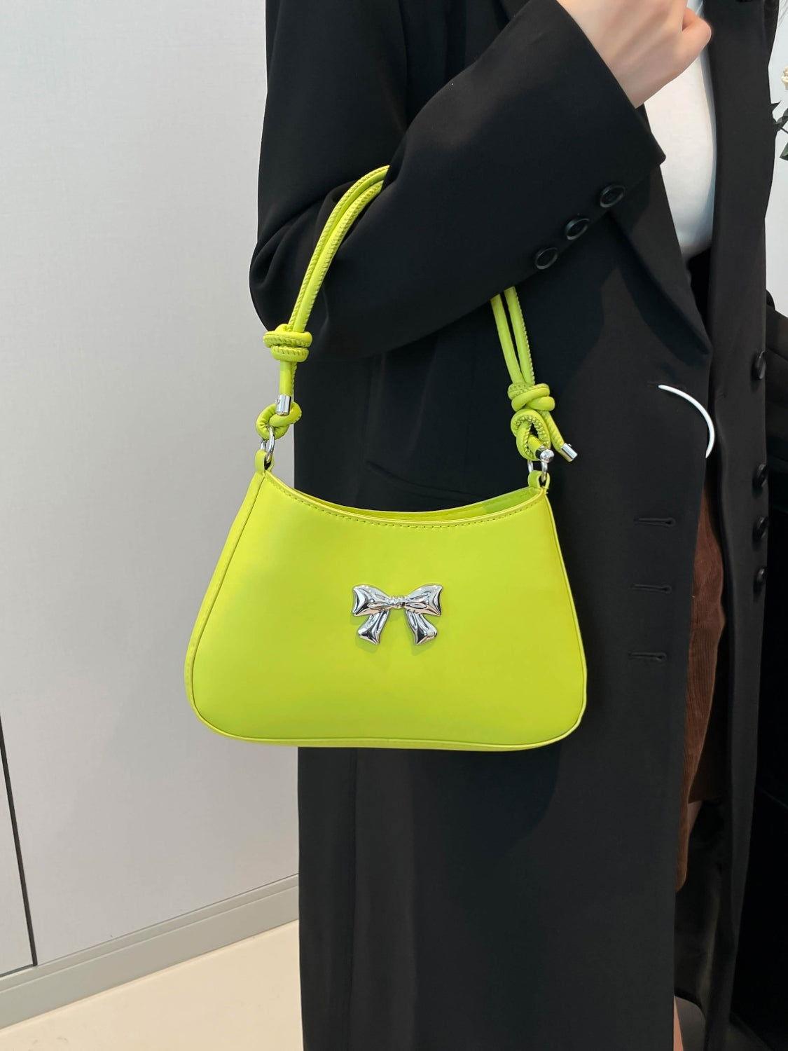 Bow PU Leather Knotted Strap Handbag - Clothes For Her Online Store