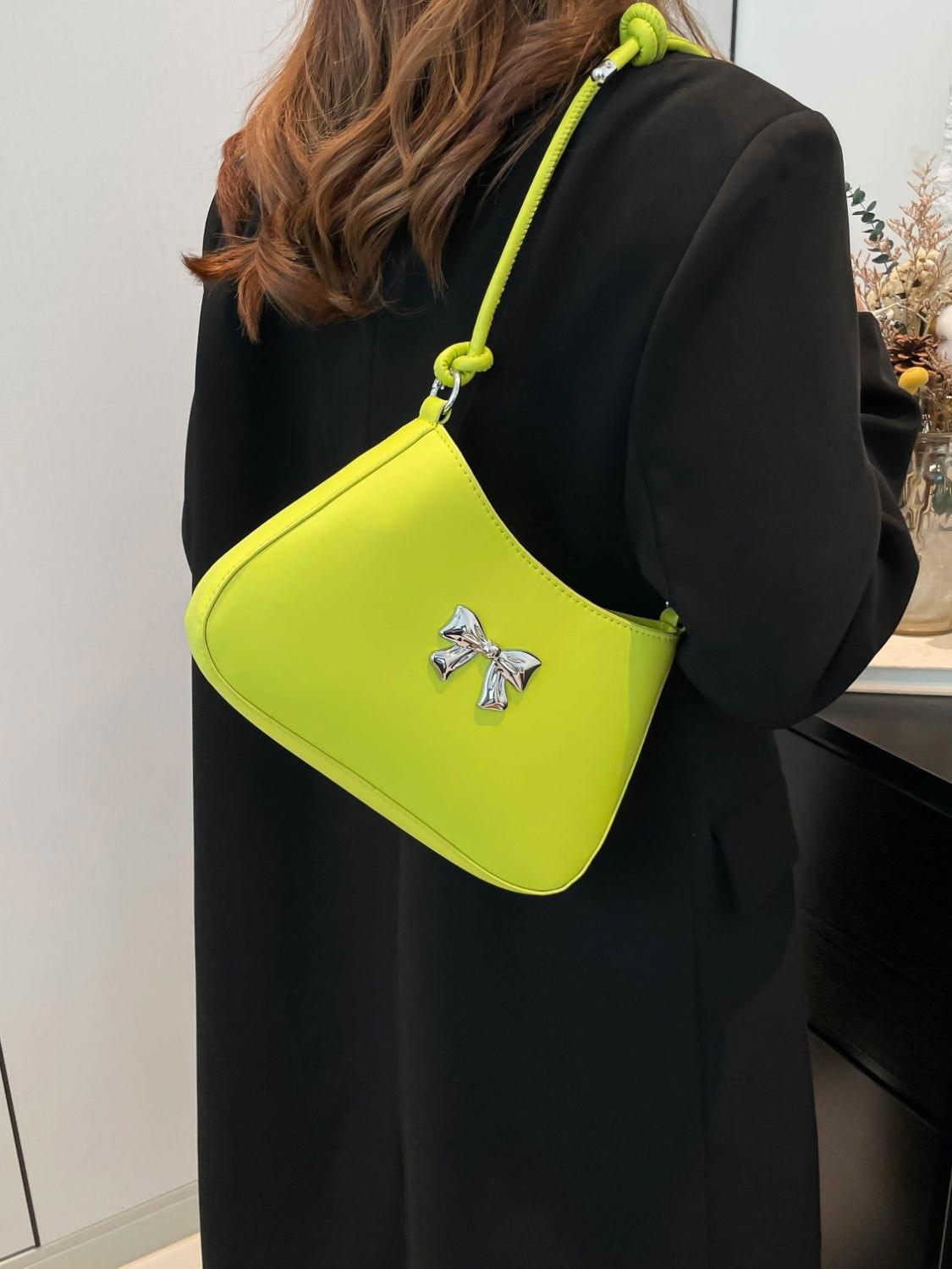 Bow PU Leather Knotted Strap Handbag - Clothes For Her Online Store