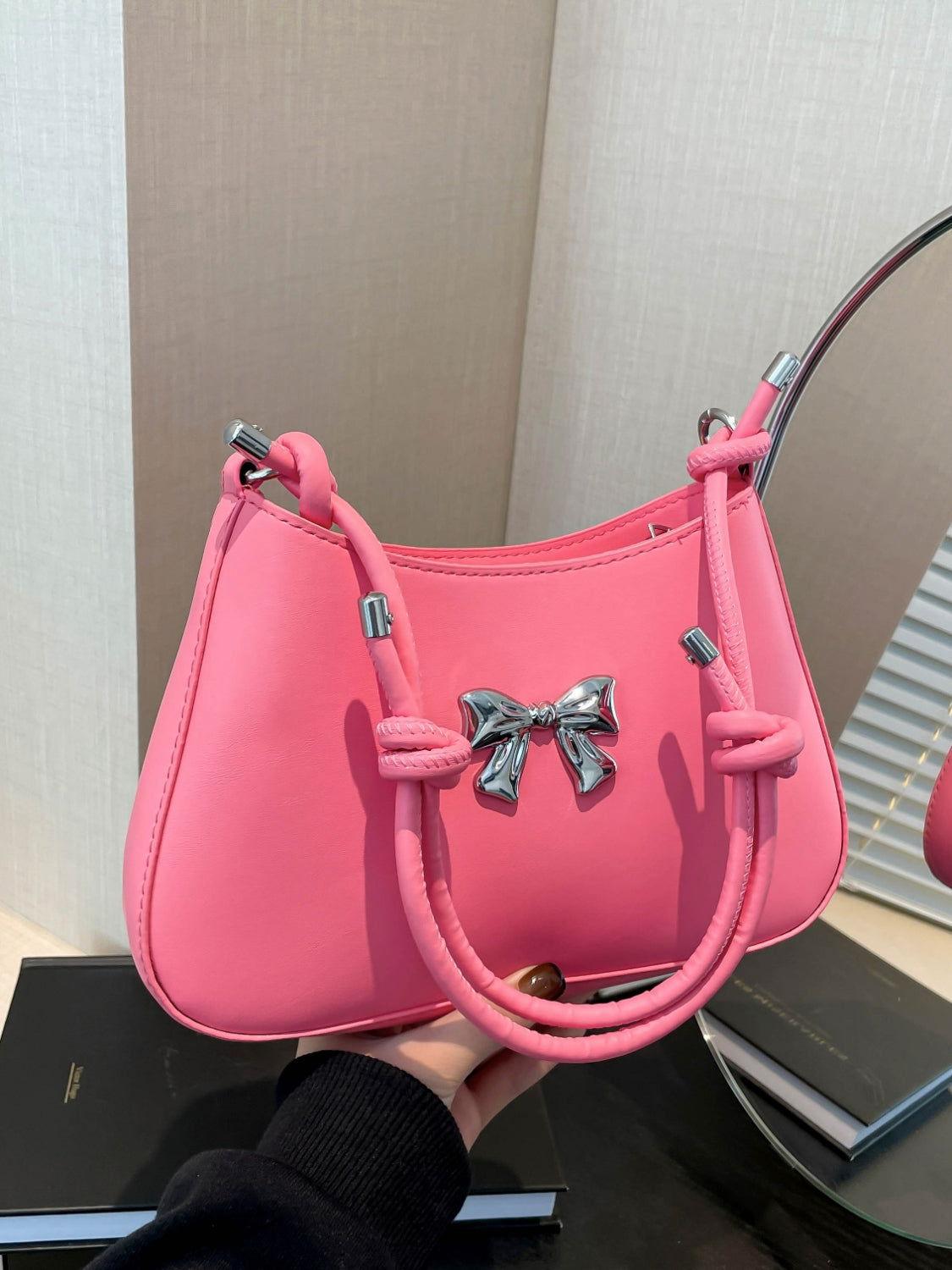 Bow PU Leather Knotted Strap Handbag - Clothes For Her Online Store