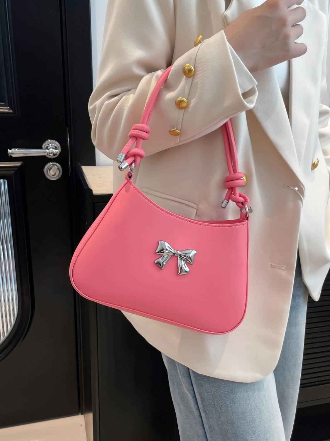 Bow PU Leather Knotted Strap Handbag - Clothes For Her Online Store