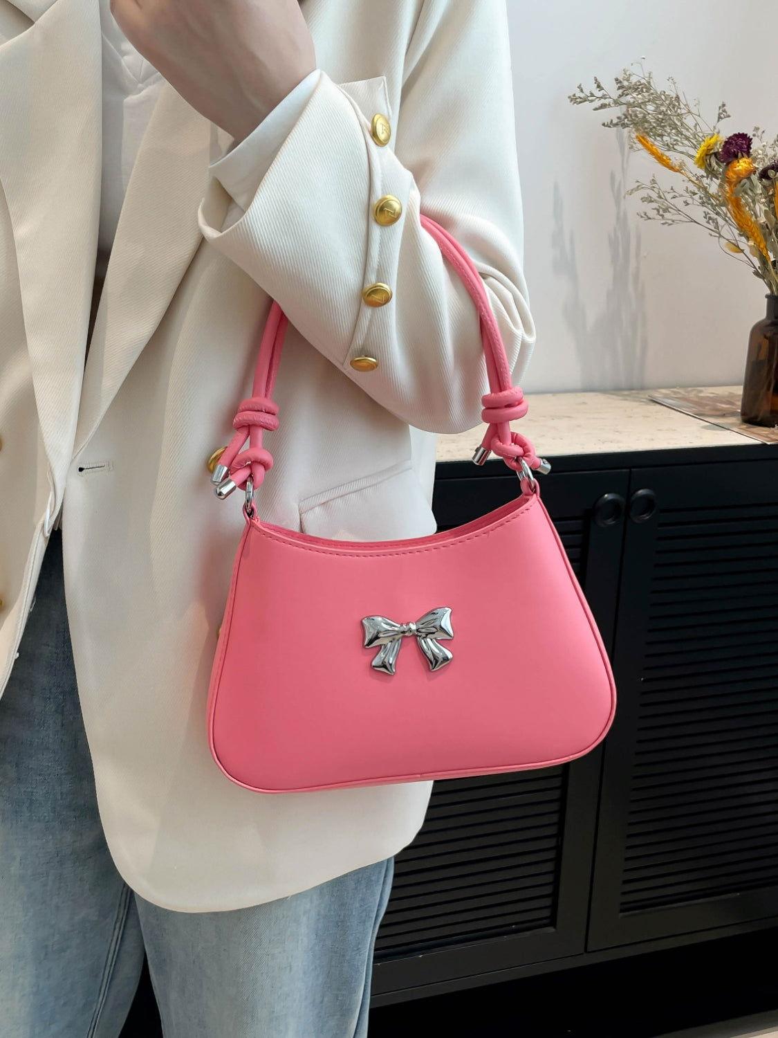 Bow PU Leather Knotted Strap Handbag - Clothes For Her Online Store