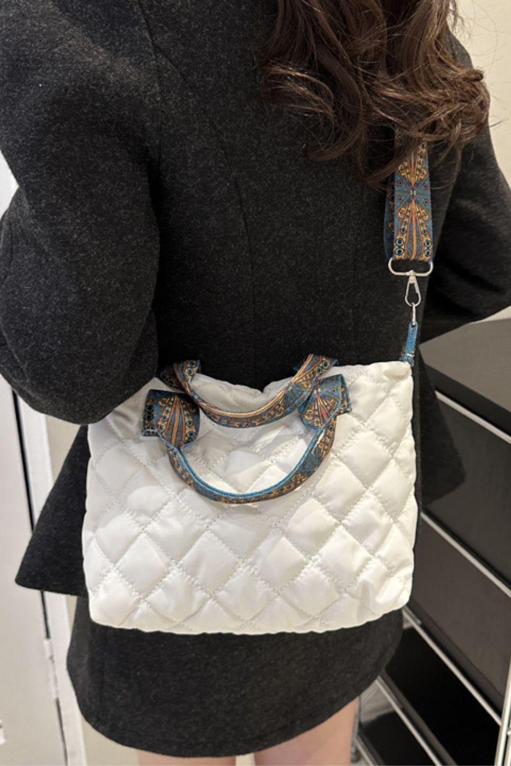 Bubble Textured Printed Strap Handbag - Clothes For Her Online Store