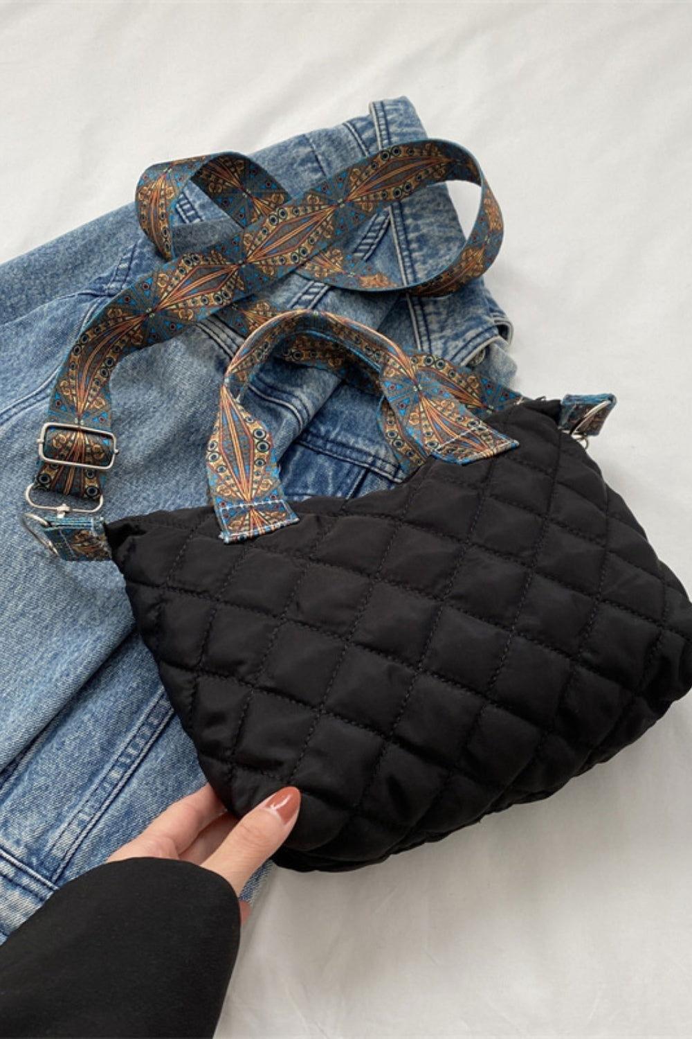 Bubble Textured Printed Strap Handbag - Clothes For Her Online Store
