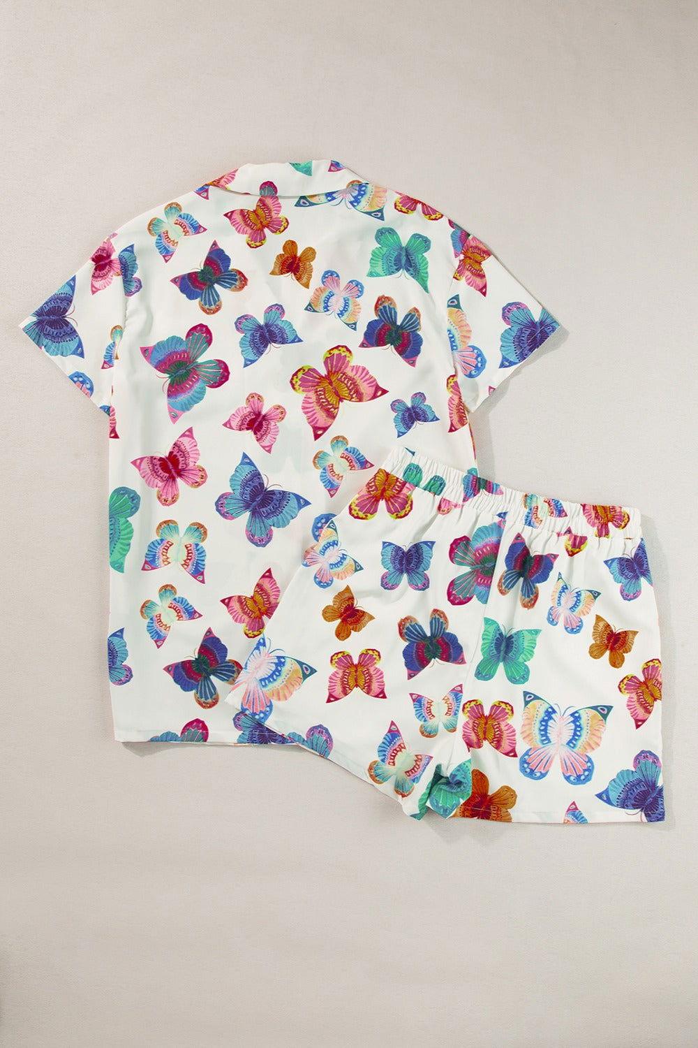 Butterfly Half Sleeve Top and Shorts Set - Clothes For Her Online Store