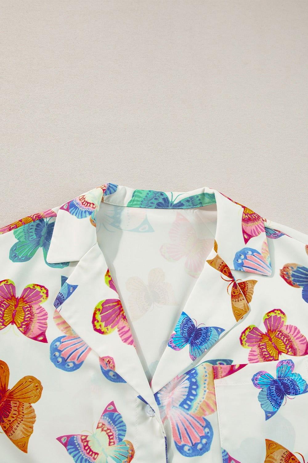 Butterfly Half Sleeve Top and Shorts Set - Clothes For Her Online Store