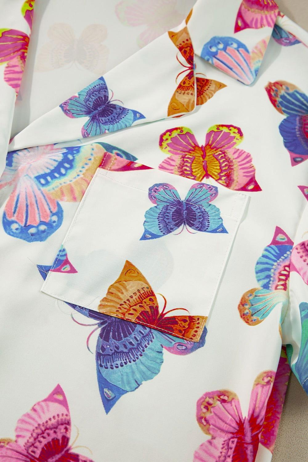 Butterfly Half Sleeve Top and Shorts Set - Clothes For Her Online Store