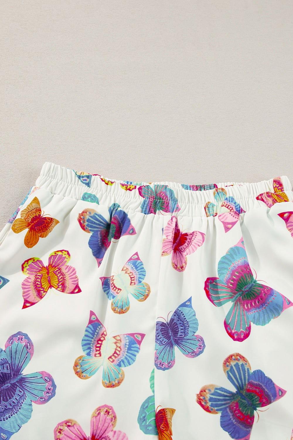 Butterfly Half Sleeve Top and Shorts Set - Clothes For Her Online Store
