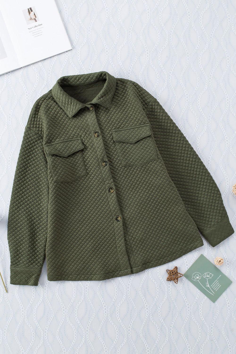 Button Down Collared Jacket - Clothes For Her Online Store