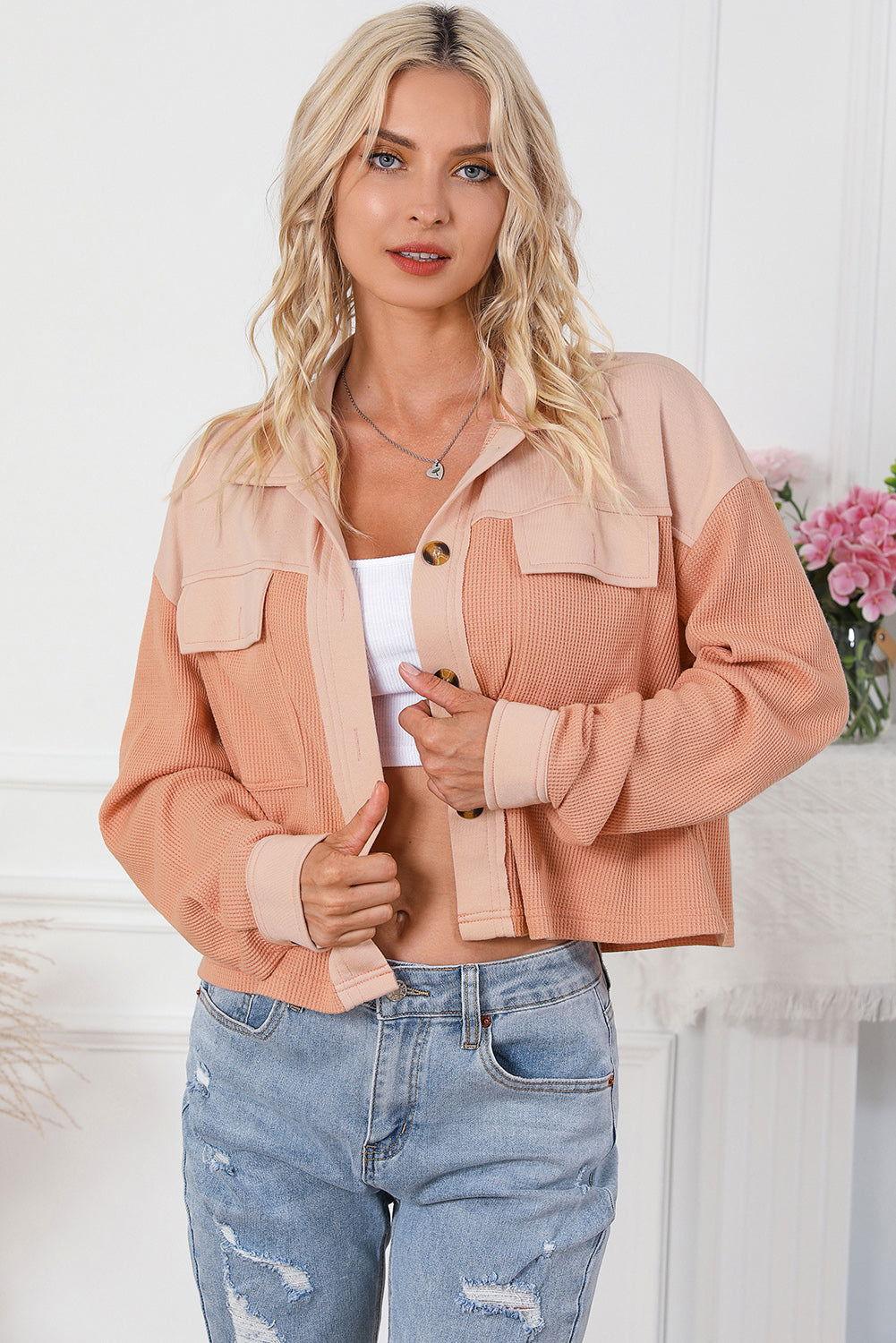 Button Down Dropped Shoulder Jacket - Clothes For Her Online Store