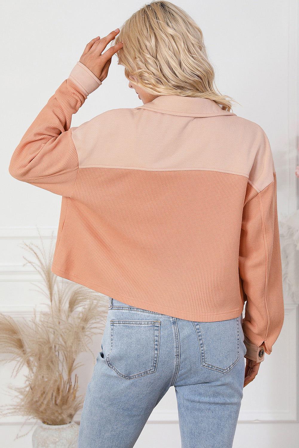 Button Down Dropped Shoulder Jacket - Clothes For Her Online Store
