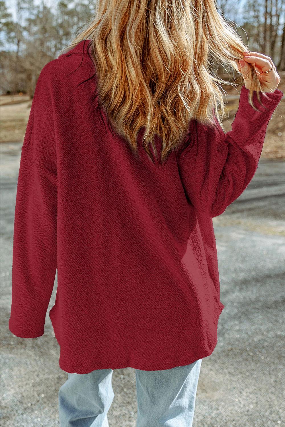 Button Down Long Sleeve Jacket - Clothes For Her Online Store