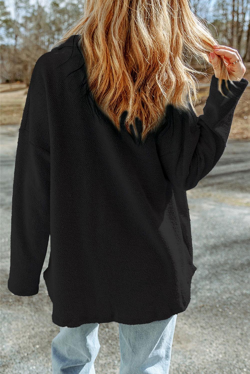 Button Down Long Sleeve Jacket - Clothes For Her Online Store
