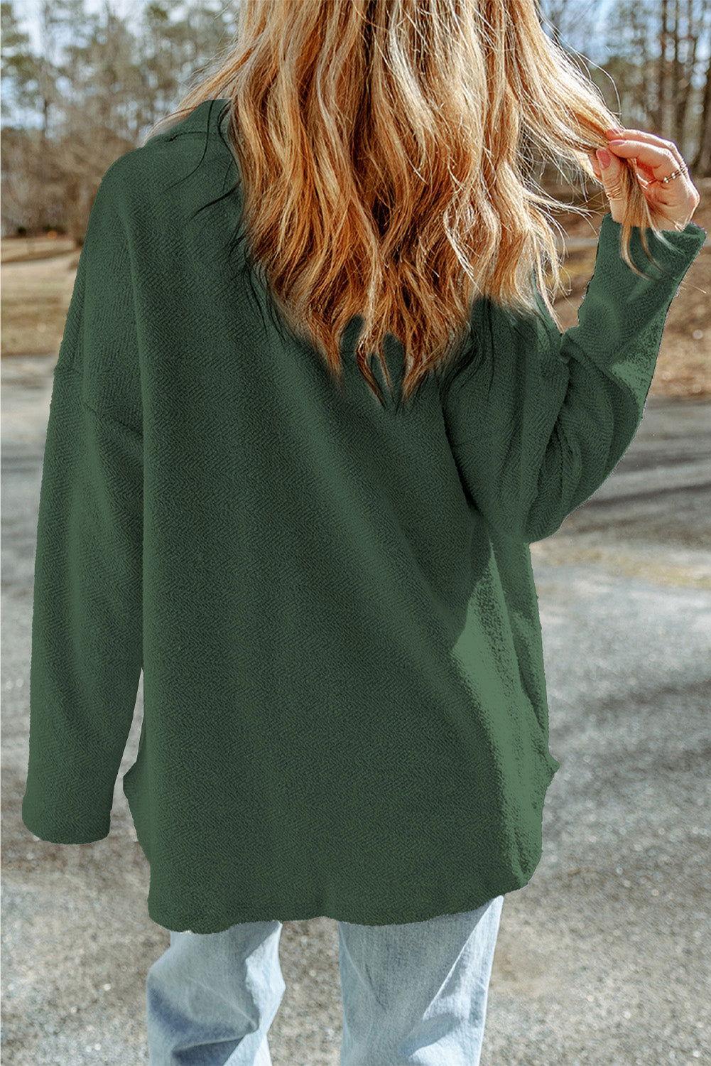 Button Down Long Sleeve Jacket - Clothes For Her Online Store