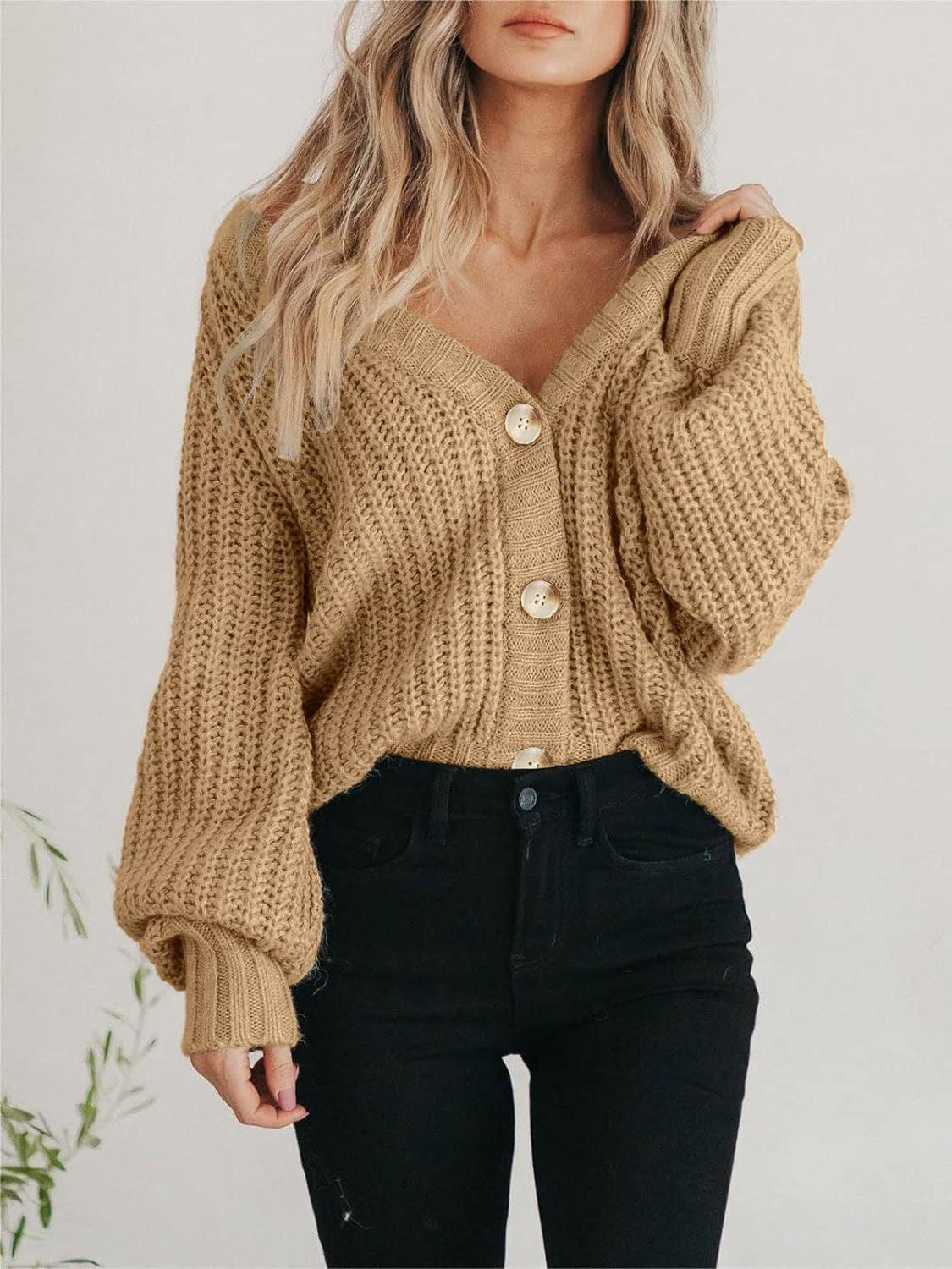Button Up Long Sleeve Cardigan - Clothes For Her Online Store