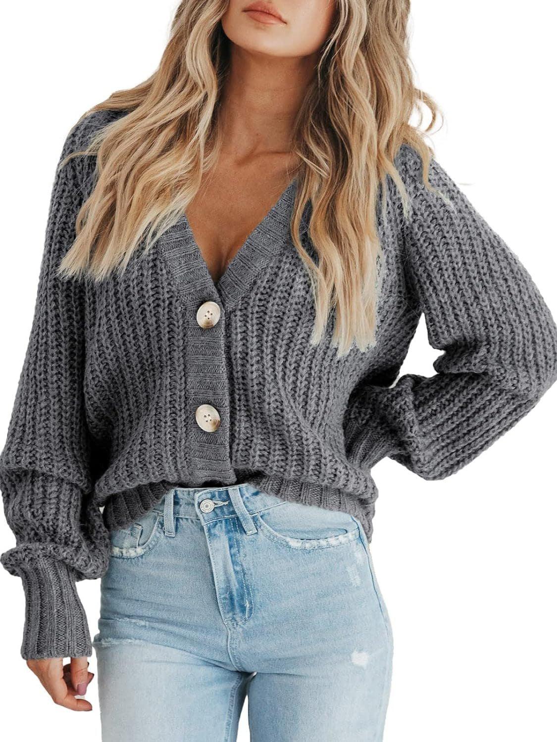 Button Up Long Sleeve Cardigan - Clothes For Her Online Store