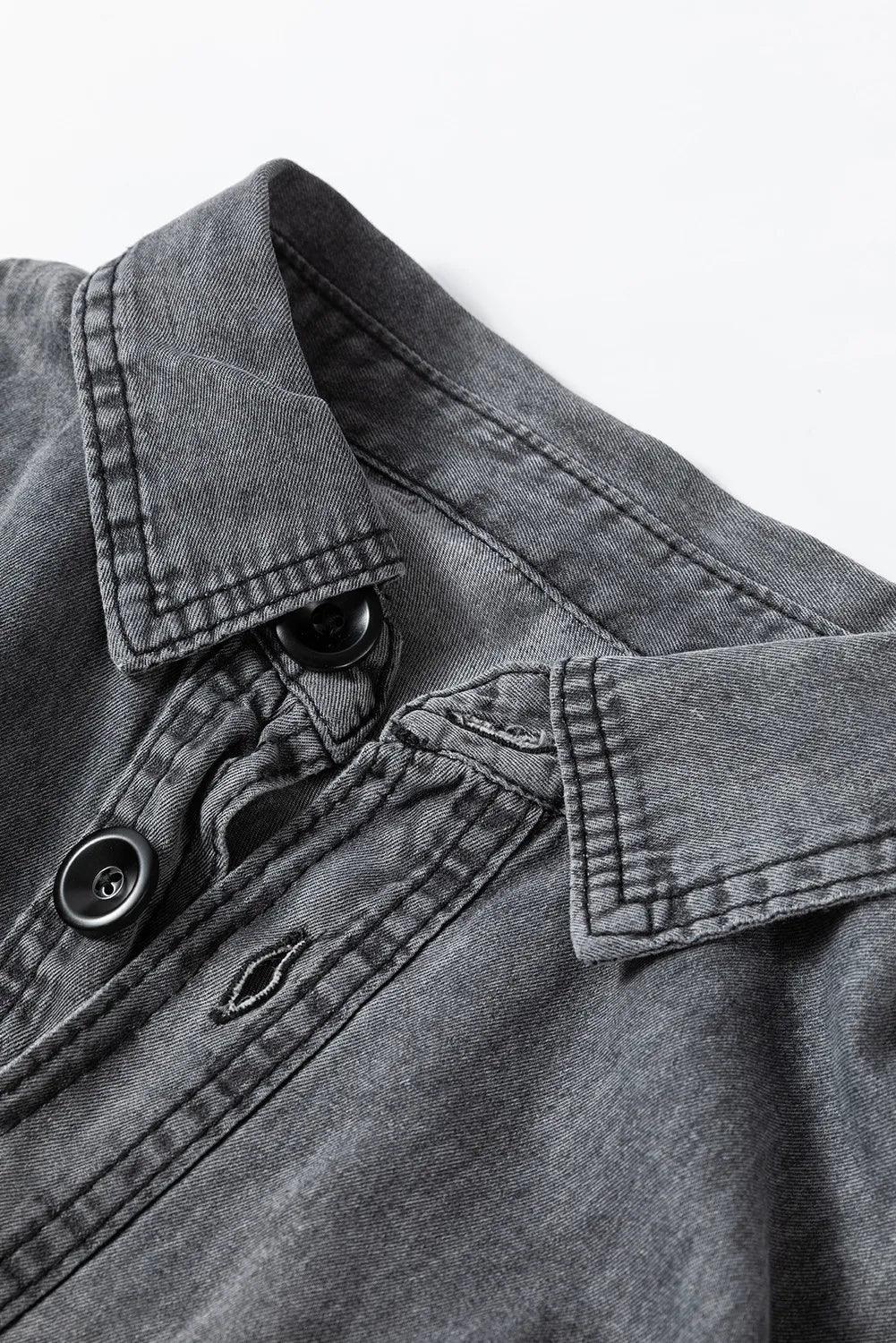 Button Up Long Sleeve Denim Jacket - Clothes For Her Online Store