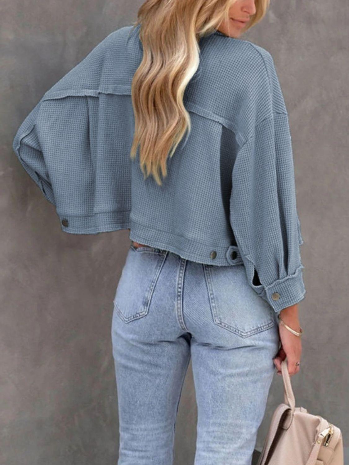 Button Up Long Sleeve Jacket - Clothes For Her Online Store