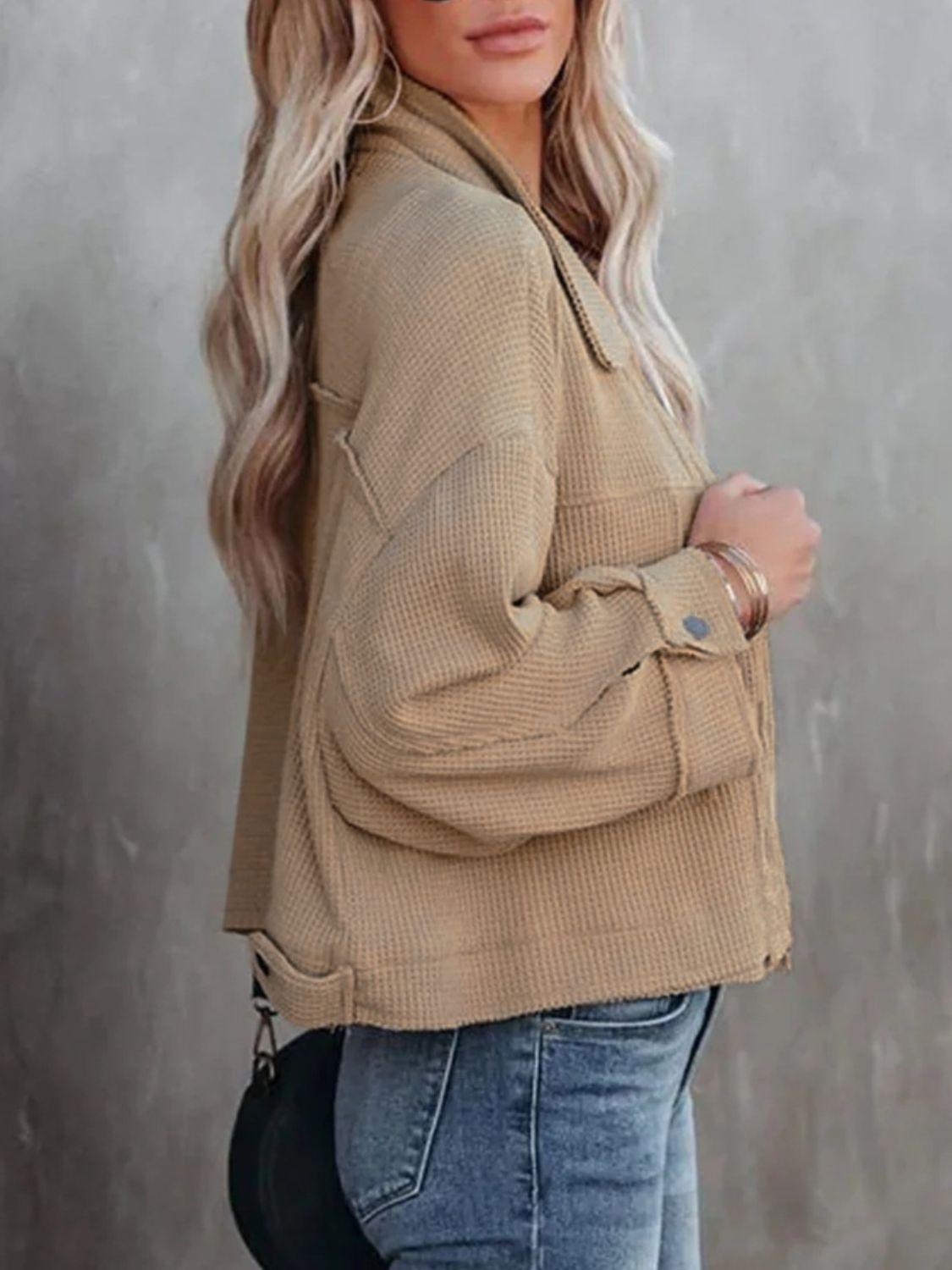 Button Up Long Sleeve Jacket - Clothes For Her Online Store